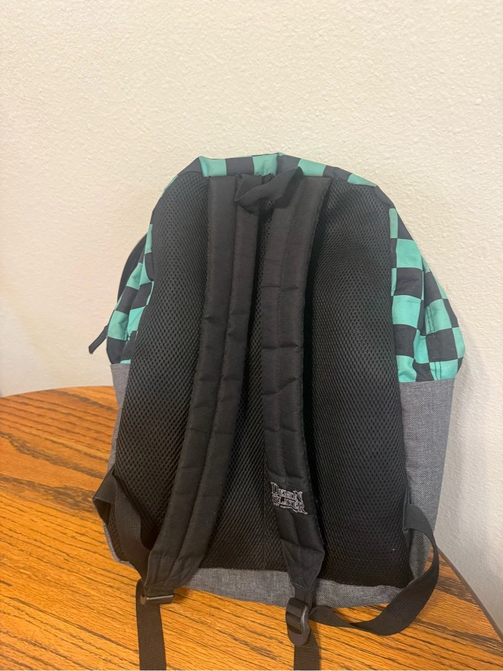 Demon Slayer Tanjiro Kid's Checkerboard Backpack - Green/Black
